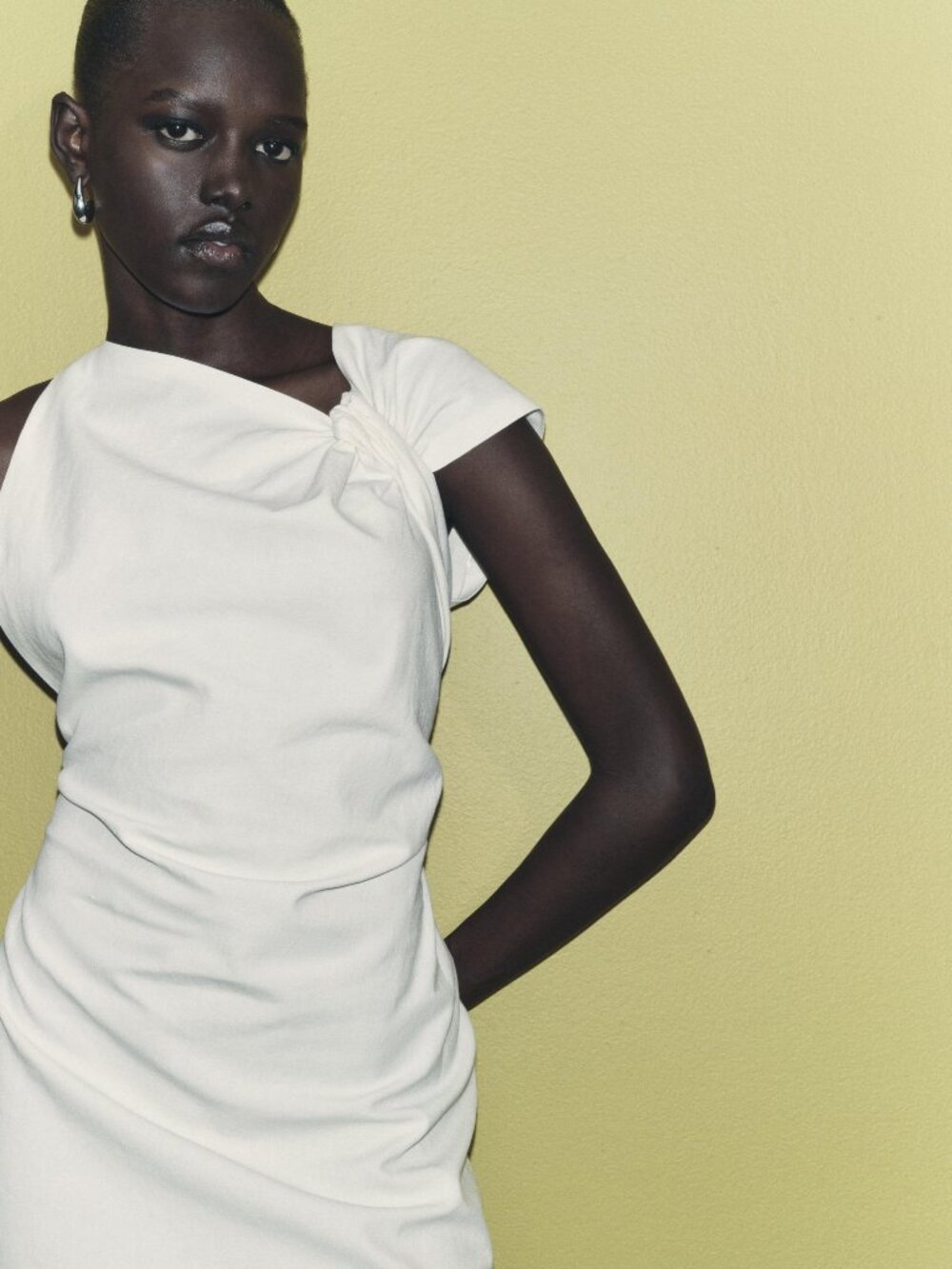 ZARA KNOTTED LINEN-BLEND DRESS — ZW COLLECTION ECRUE 8723/418/712  XS NEW $110